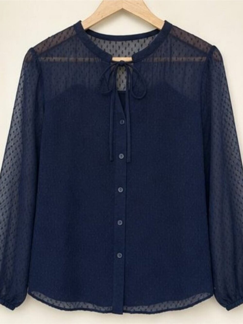 Navy Puff Sleeve Top